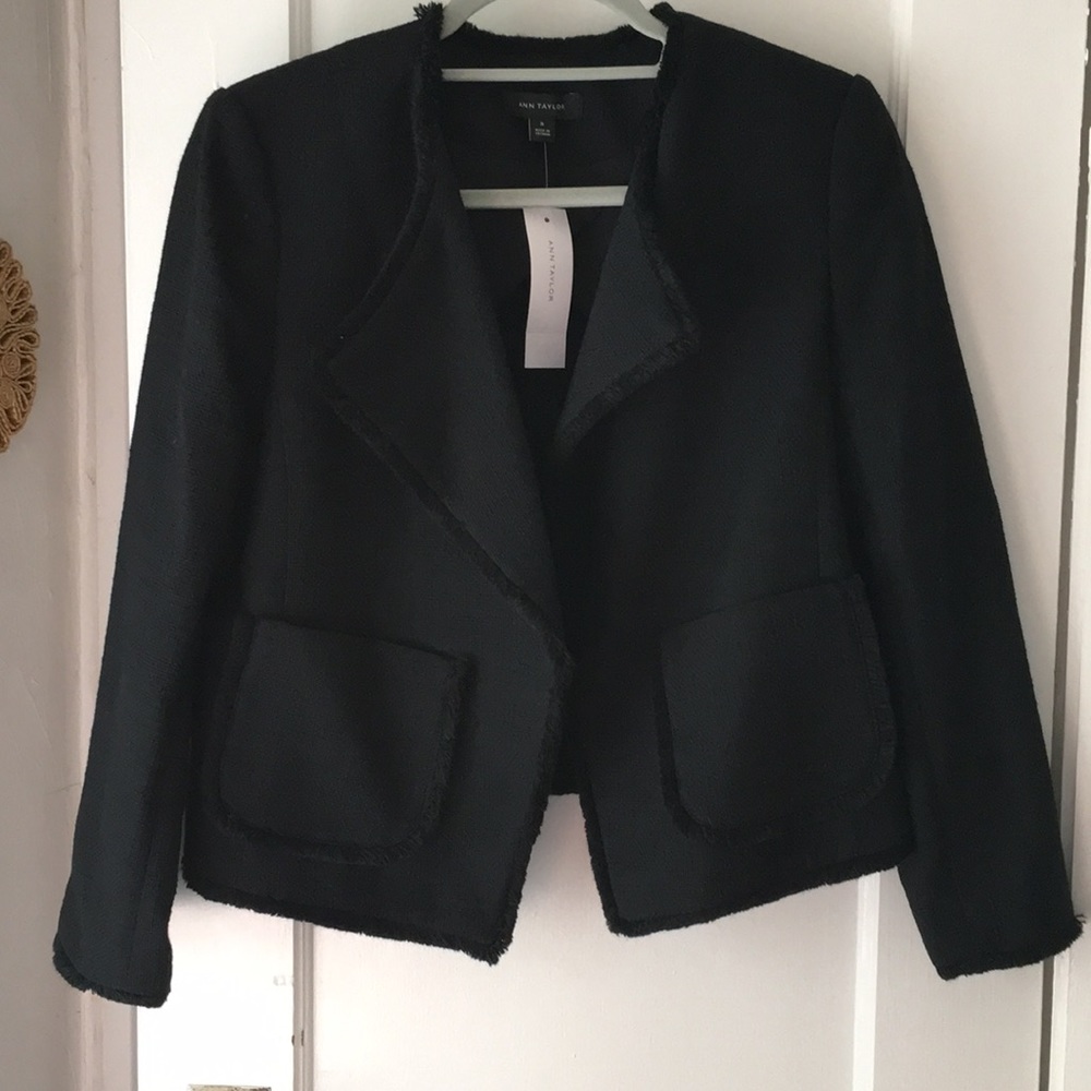NWT Ann Taylor black tweed blazer jacket size M